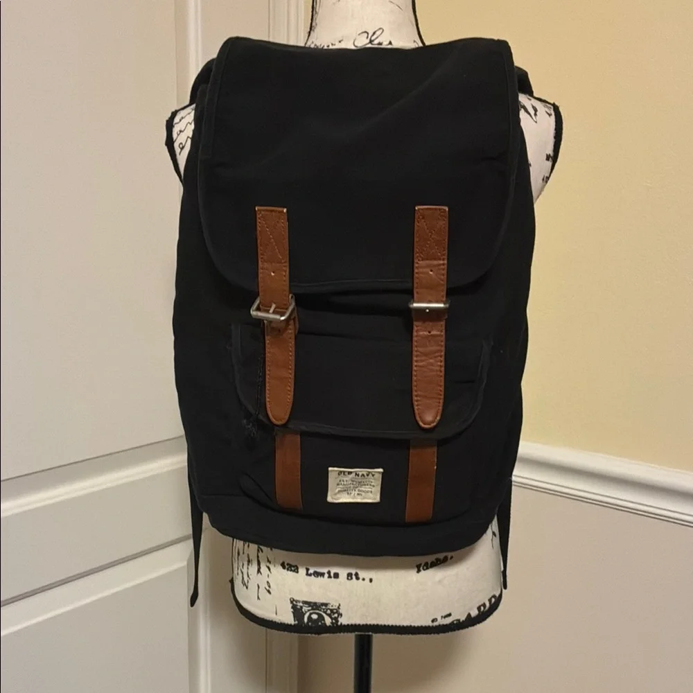 Old navy Stylish Black laptop  Backpack with Brown Accents unisex